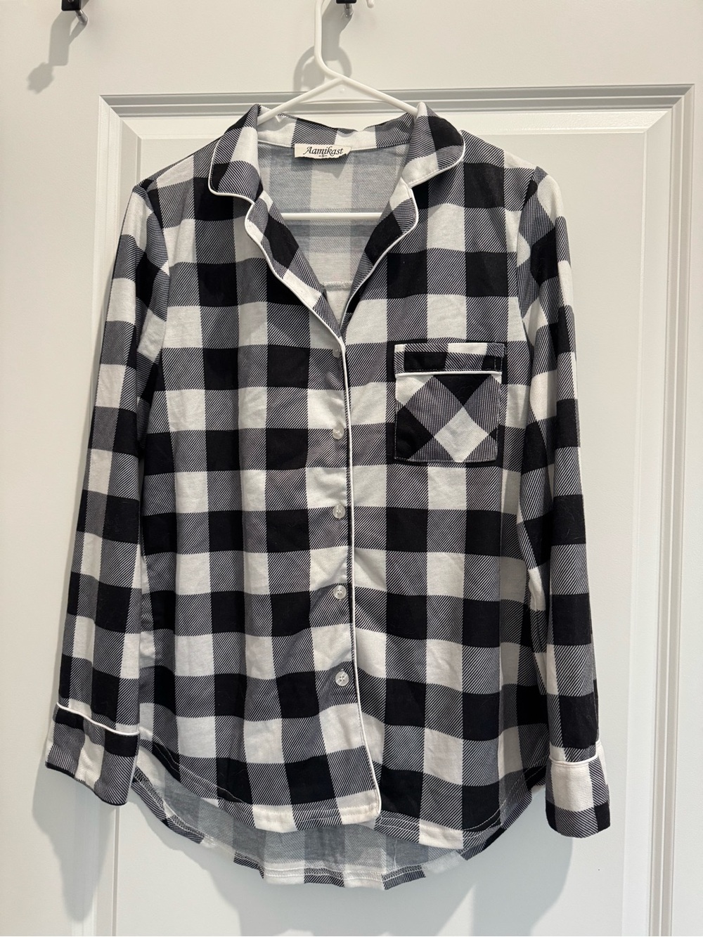 amika Black and White Check Button-Up Shirt